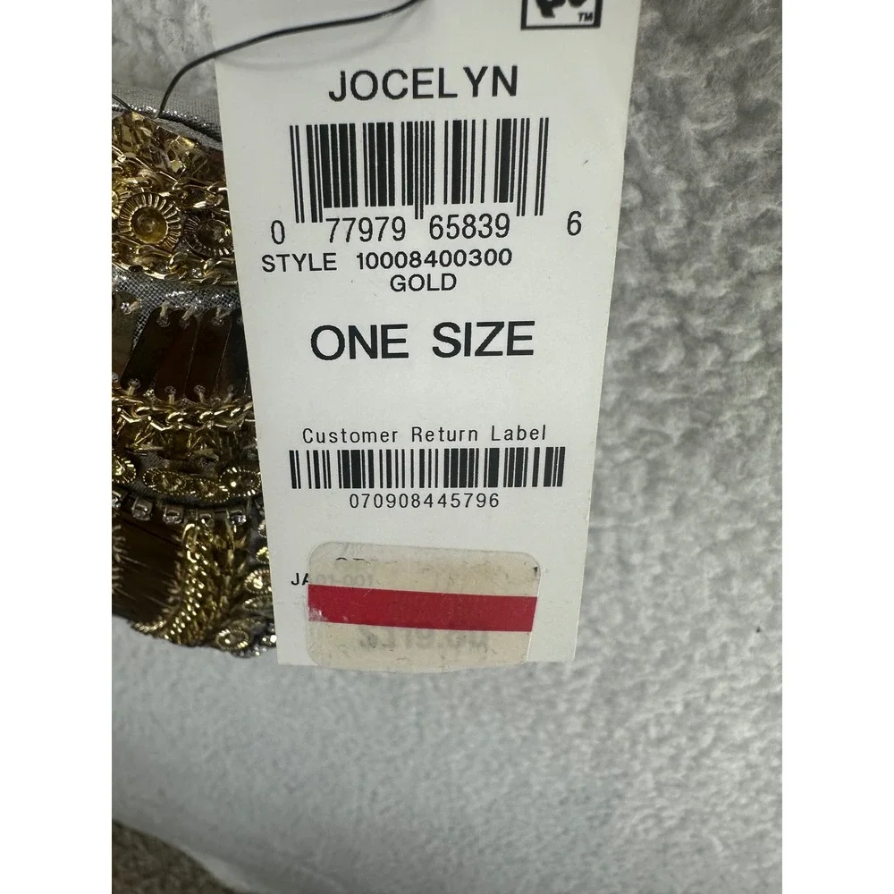 JOCELYN Embellished Gold Silver Beaded Clutch Evening Bag Chain‎ Strap INC